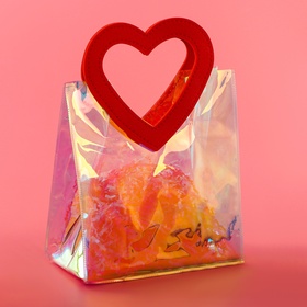 Пакет подарочный из ПВХ, красный, иридисцентный, 20×18×10 см