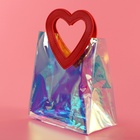 Пакет подарочный из ПВХ, красный, иридисцентный, 20×18×10 см - фото 60853804