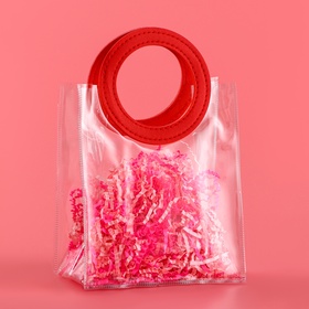 Пакет подарочный из ПВХ, красный, 17×15×8 см