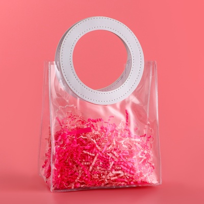 Пакет подарочный из ПВХ, белый, 20×18×10 см