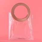 Пакет подарочный из ПВХ, прозрачный, розовые ручки, 20×18×10 см - Фото 4