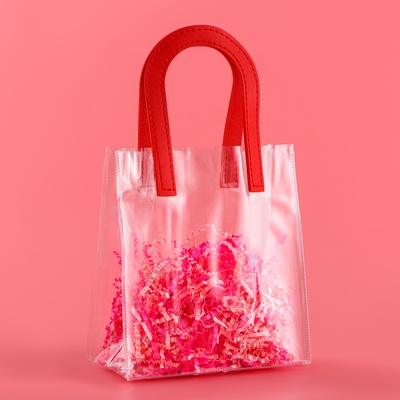 Пакет подарочный из ПВХ, красный, 17×15×8 см