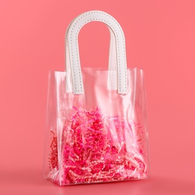 Пакет подарочный из ПВХ, белый, 17×15×8 см