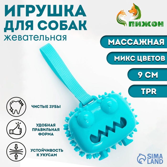 Игрушка под лакомства для собак «Квадратный монстр» 9 см, TPR, МИКС - Фото 1