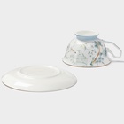 Чайная пара Wingflora, 200 мл, 15×6 см, керамика, белая, голубая - Фото 5