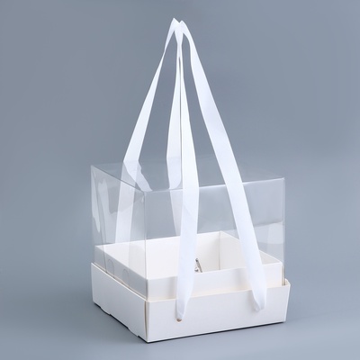 Коробка для торта с прозрачной крышкой, белая, 17×17×15 см