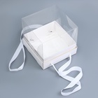 Коробка для торта с прозрачной крышкой, белая, 17×17×15 см - Фото 2