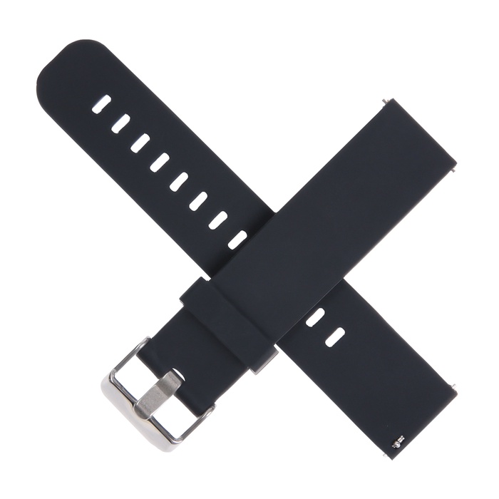 Ремешок для часов 20 мм, силикон, длина 21.5 см, быстросъёмные шпильки, чёрный - Фото 1