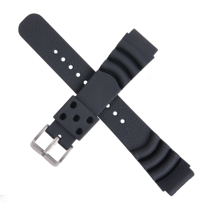 Ремешок для часов, 20 мм, силикон, длина 23.5 см, чёрный