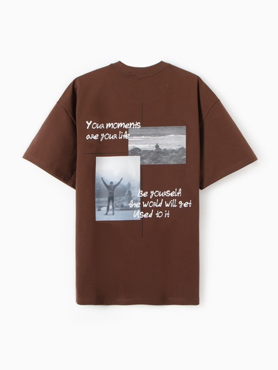 Футболка мужская MINAKU: Moments, цвет коричневый, р-р 50-52