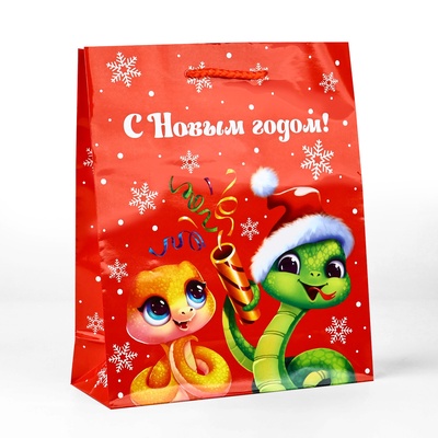 УЦЕНКА Пакет ламинированный «Новогодние змейки», ML 21 х 25 х 8 см