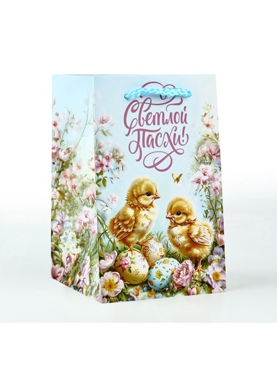 Пакет подарочный под кулич «Пасха», цыплята, 10×16×10 см