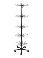 Вертушка на колёсах, 5 ярусов по 10 крючков, 60×60×190, чёрная - фото 52094912