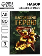 Ежедневник А5, 80 л., мягкая обложка, набор 3 шт. «Настоящему герою» - фото 809527605