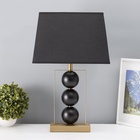 Настольная лампа с абажуром RISALUX «Оливер», Е27, 40 Вт, чёрный-латунь, фигурное основание, 33×22×53 см - Фото 3