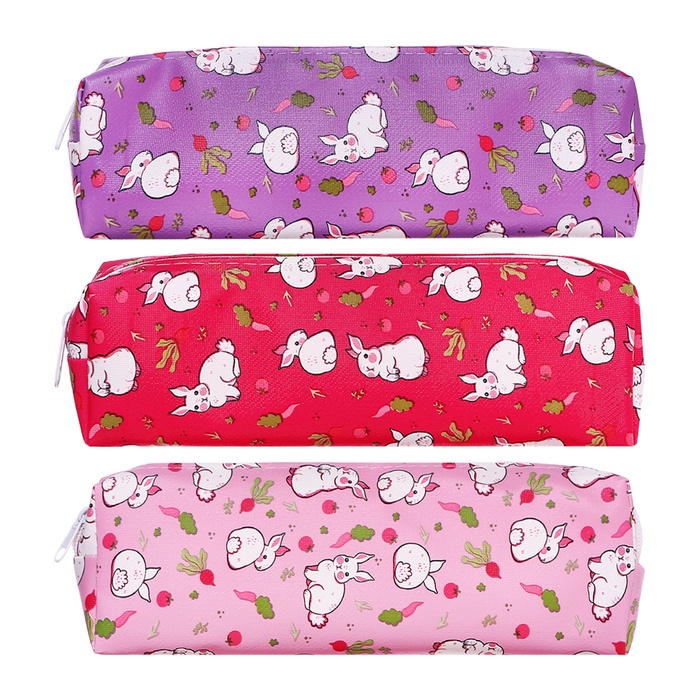 Пенал школьный «Кролики», на молнии, МИКС - Фото 1