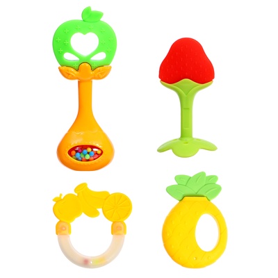 Погремушки с прорезывателями для зубов «Фруктики. Яблоко», набор 4 шт.