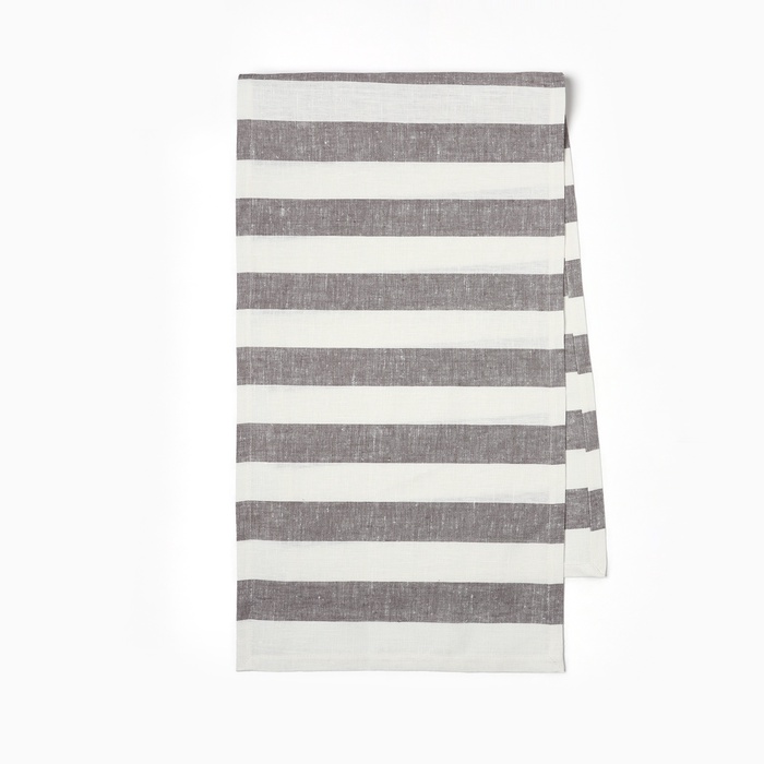 Дорожка на стол «Этель» Graphite 40×146 см, лен 100%, 260 г/м², белая/серая