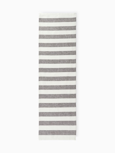 Дорожка на стол «Этель» Graphite 40×146 см, лен 100%, 260 г/м², белая/серая