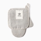 Кухонный набор «Этель» Straightforward: варежка 20×28 см, прихватка 19×19 см, лен 100%,180 г/м² - Фото 5