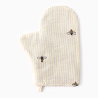 Варежка-прихватка Доляна «Пчёлки», 20×27 см, рогожка 164 г/м², 100% хлопок - Фото 1