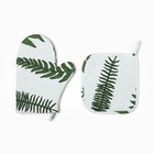 Набор кухонный "Папоротник": варежка 20х27 см, прихватка 19х19 см, репс 220 г/м2, 100% хлопок 10783189