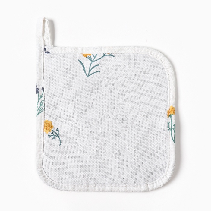 Прихватка «Этель. Полевые цветочки», 19×19 см, рогожка 176 г/м², 100% хлопок - Фото 1