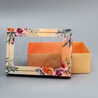 Коробка складная, крышка-дно, "Цветочки", 24 х 17 х 8 см с окном (комплект 2 шт) - фото 31459652