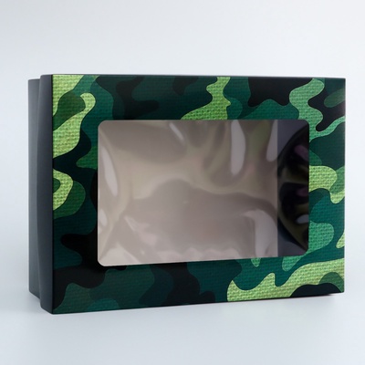 Коробка подарочная складная, крышка-дно, «Поздравляю», 21×15×7 см с окном