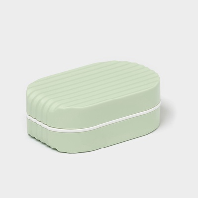 Мыльница дорожная с крышкой «Рельеф», пластик, 11.5×7.5×4 см, фисташковая