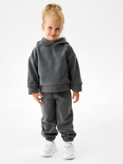 Костюм детский флисовый (худи, брюки) MINAKU: Fleece Soft, серый, рост 98 см
