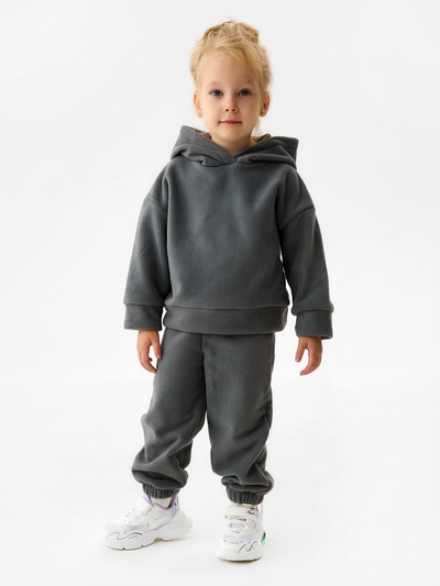 Костюм детский флисовый (худи, брюки) MINAKU: Fleece Soft, серый, рост 98 см
