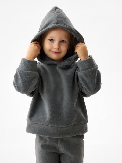 Костюм детский флисовый (худи, брюки) MINAKU: Fleece Soft, серый, рост 98 см