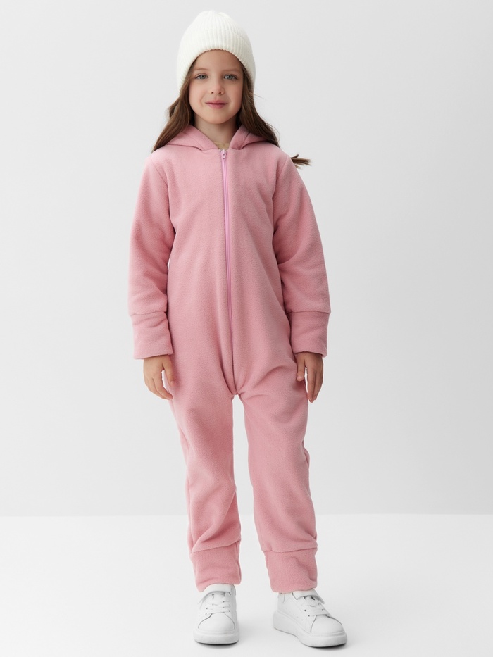 Комбинезон флисовый детский MINAKU: Fleece Soft, розовый, рост 110 см