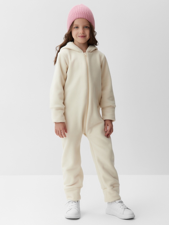 Комбинезон флисовый детский MINAKU: Fleece Soft, бежевый, рост 116 см