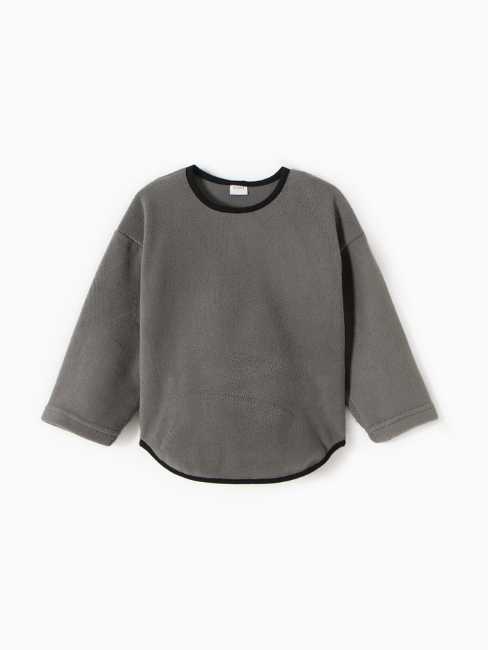 Свитшот флисовый детский MINAKU: Fleece Soft, графит, рост 128 см