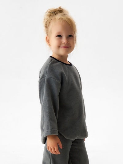 Свитшот детский флисовый MINAKU: Fleece Soft, серый, рост 134-140 см