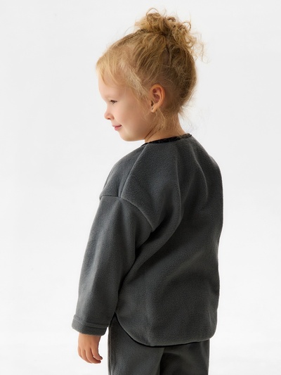 Свитшот детский флисовый MINAKU: Fleece Soft, серый, рост 134-140 см