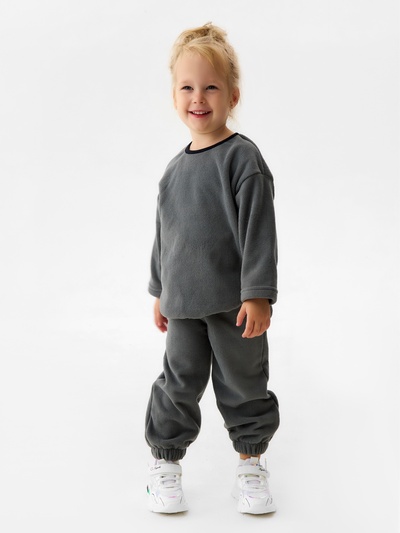 Свитшот детский флисовый MINAKU: Fleece Soft, серый, рост 134-140 см
