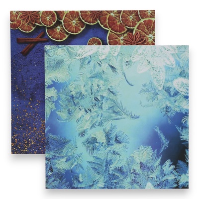 Фотофон двусторонний картон плотность 350 г «Морозный узор и апельсины» 50×50 см