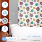 Штора для ванной «Цветы», с люверсами, с утяжелителями, PEVA ароматизированная, 180×180 см - Фото 1