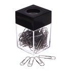 Скрепочница квадратная с магнитом прозрачная пластик, скрепки 28 мм-100 штук - Фото 1