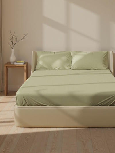 Простыня на резинке евро SL Home Modal, 200×200+30 см, модал, оливковая