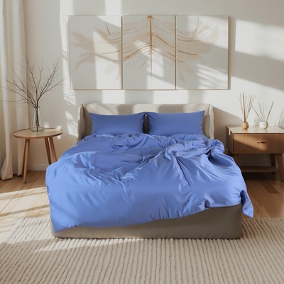 Постельное бельё 1.5-спальное «Этель», модал, синее