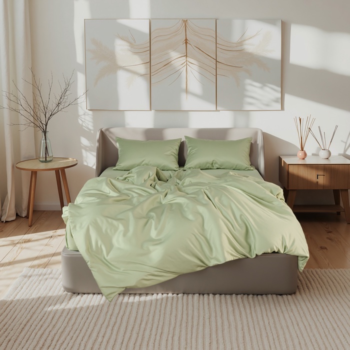 Постельное бельё Этель Дуэт Modal 155*210см-2шт, 230*245см, 50*70см-2шт, цвет зеленый - Фото 1