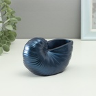 Гипсовая ваза декоративная настольная «Ракушка», для цветов, сухоцветов, 8×13х7см, тёмно-синий - фото 31125613