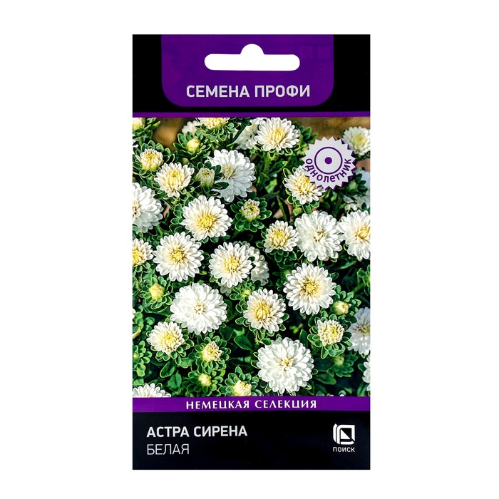 Семена цветов Астра Сирена Белая, 0,05гр - Фото 1