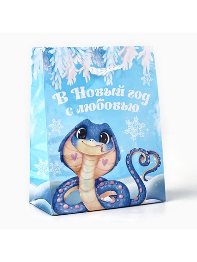 Пакет подарочный новогодний ламинированный «Новый год: Змея 2025», S 12 х 15 х 5.5 см