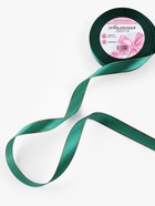 Лента атласная, с золотым люрексом, 15 мм, 23±1 м, тёмно-зелёная №70 - Фото 2