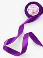 Лента атласная, с золотым люрексом, 25 мм, 23±1 м, фиолетовая, №35 - Фото 2